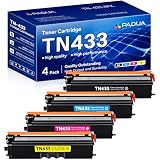 TN-433 TN433 High Yield Toner Cartridge Set 4 Pack Compatible TN433BK TN433C TN433M TN433Y Toner Replacement for Brother TN433 MFC-L8900Cdw HL-L8260CDW HL-L8360CDW MFC-L8610CDW HL-L8360CDWT Printer