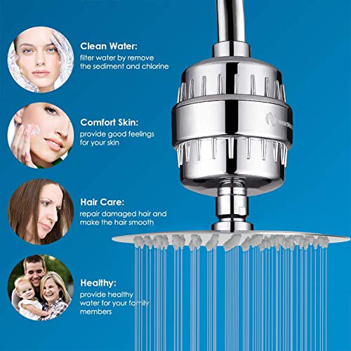 Nearmoon Shower Head And 15 Stage Shower Filter Combo, High Pressure Filtered Showerhead For Hard Water, Improves The Condition Of Your Skin, Hair - 1 Replaceable Filter Cartridge (8 Inch, Chrome) #TOP3