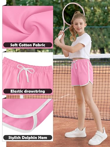 Resinta 5 Packs Girls Cotton Athletic Shorts Active Running Shorts Toddler Summer Shorts Dolphin Dolphin Yoga Shorts3