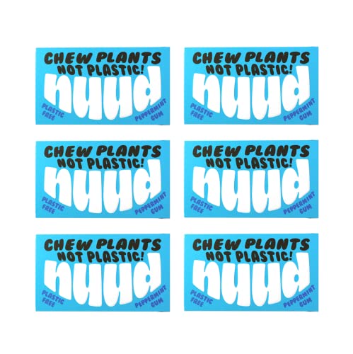 Nuud 100% Plastic Free Chewing Gum | 6 Packs of 9 Pieces | Plant Based, Biodegradable, Sugar Free Chewing Gum (Peppermint)