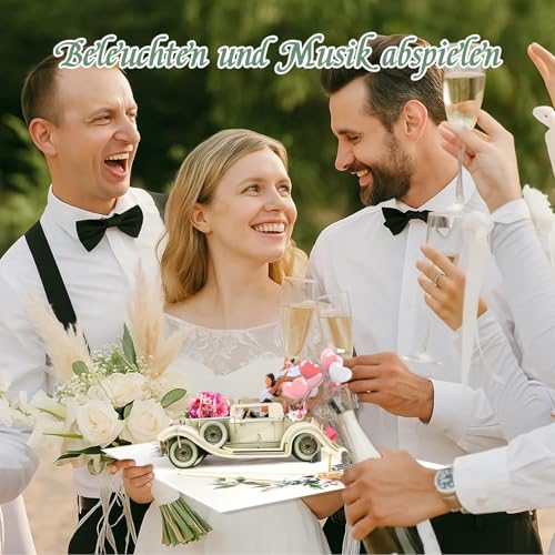 3D-Hochzeitskarte Mit Pop-up Auto & ’Just Married’ - Romantische Grußkarte Für Hochzeit, Jubiläum & Valentinstag (20x15 Cm) - Ideal Für Geldgeschenke