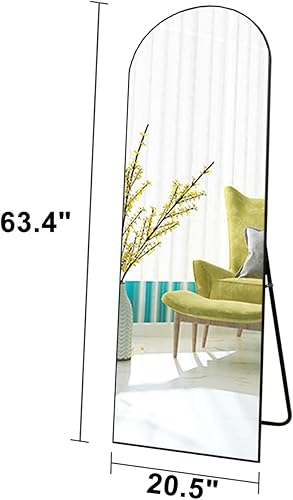 Miniatura 3 de XKZG Espejo arqueado de longitud completa de 64 x 21 pulgadas, espejo de suelo con marco de aleación de aluminio, espejo de cuerpo completo, espejo