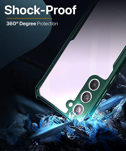 Image of WOW IMAGINE Shock Proof Clear Protective Back Case for Samsung Galaxy S23 5G - AirEDGE Technology | 360 Degree Camera Protection | Transparent Hybrid Back Case Mobile Cover - Green