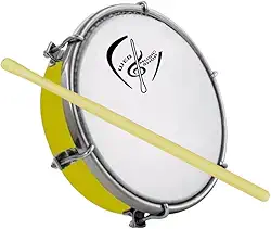 Tamborim 6 Pol. Abs Pele Leitosa C/Baqueta Madeira e Chave de Afinação - Web Music Shop (Amarelo)
