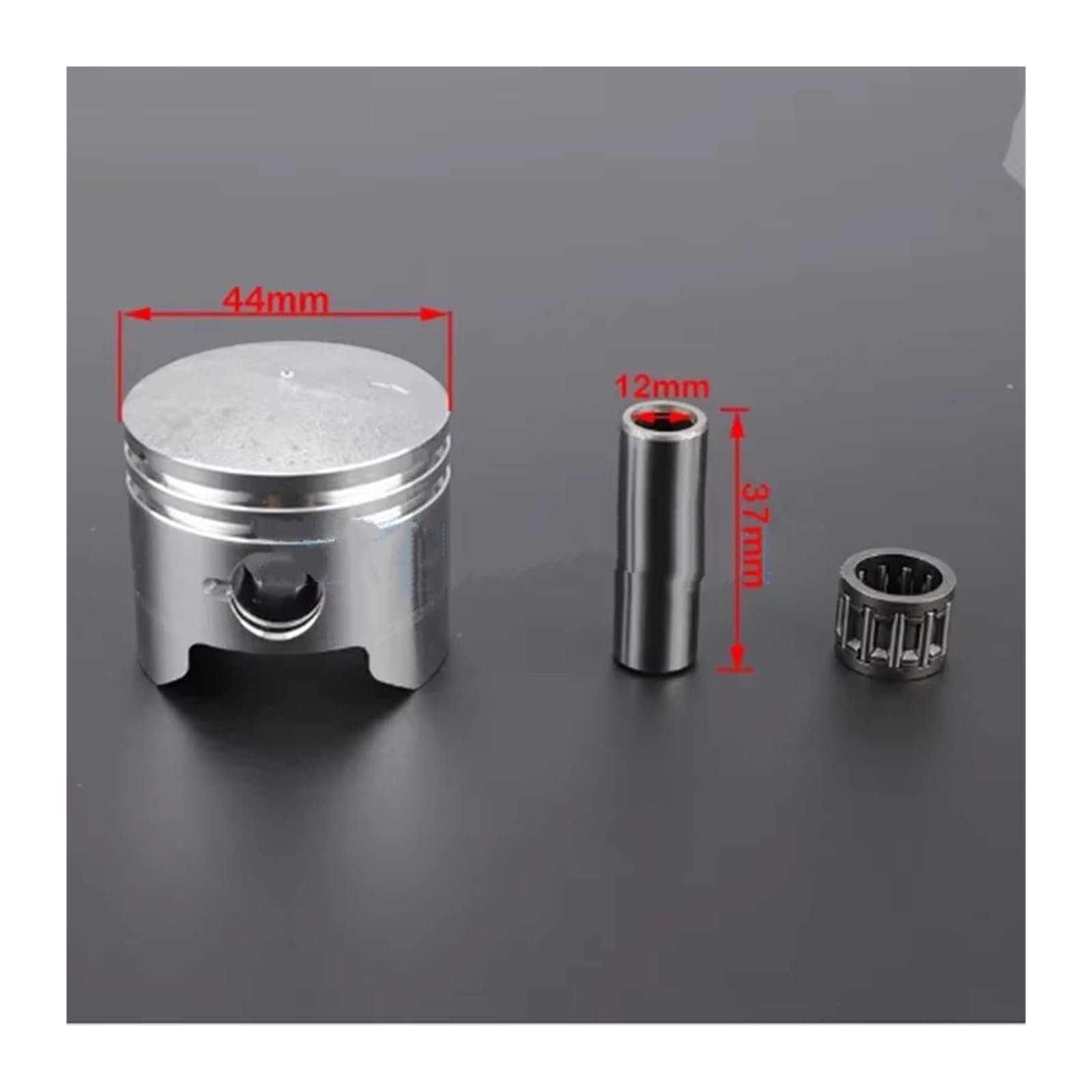 Moto Cylindre Piston Kit De Segments Piston Pour Moto 49cc, 2 Temps, 44mm, Corps Bloc-cylindres, Broche 12mm, Pour Mini ATV, Quad Minimoto(Le noir)