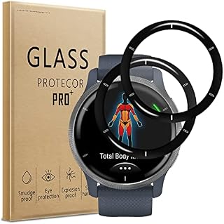 WFTE [2-Pack Screen Protector for Garmin Venu 2 40mm 3D Full Coverage,Anti-Scratch,High Transparency,Anti-fingerprint,Bubble-Free,Premium Tempered Glass Screen Protector For Garmin Venu 2 40mm(Black)