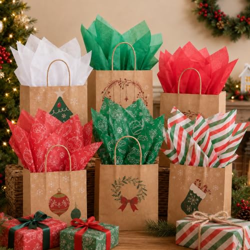 Image of Christmas Tissue Paper - 90 Sheets Xmas Wrapping Paper for Gift Bags Boxes