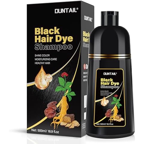 Bablabear DUNTAIL Black Hair Dye Shampoo for Gray Hair,Hair Color Shampoo for Women and Men, Herbal Ingredients, 3 in 1 100% Grey Coverage.Lasts 30 Day Cover