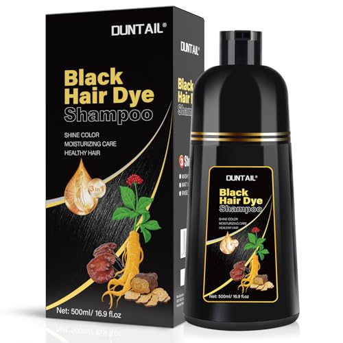 Bablabear DUNTAIL Black Hair Dye Shampoo for Gray Hair,Hair Color Shampoo for Women and Men, Herbal Ingredients, 3 in 1 100% Grey Coverage.Lasts 30 Day