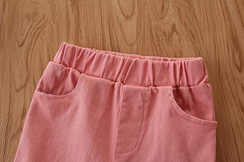 image for Argorgeous Baby Girls Flare Pants Outfit Pink Ripped Jeans Toddler Ruf