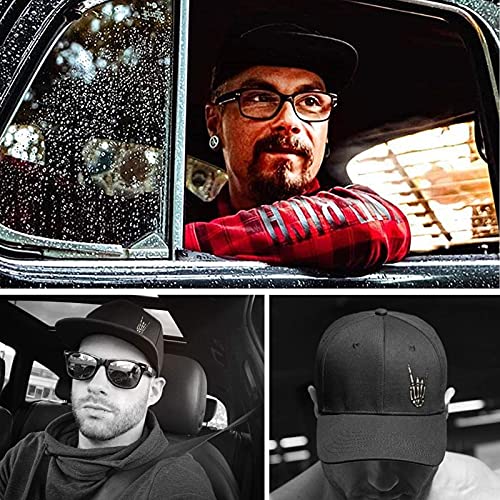 Image of Snapback Hats for Men Flat Bill Black Mens Baseball Cap Brim Snap Back Adjustable