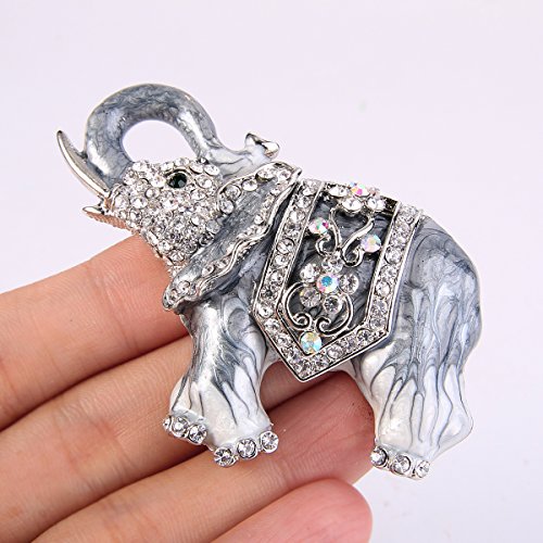 EVER FAITH® Elephant spilla in argento-tono nero