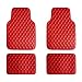 FH Group F12002 Luxury Universal All-Season Heavy Duty Faux Leather Car Floor Mats Stripe Design w. High Tech 3-D Anti-Skid/Slip Backing, Red Color