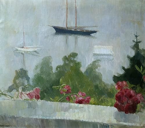 Toile le bateau fleurs Werenskiold poster décoration murale salon salon moderne 60x90cm