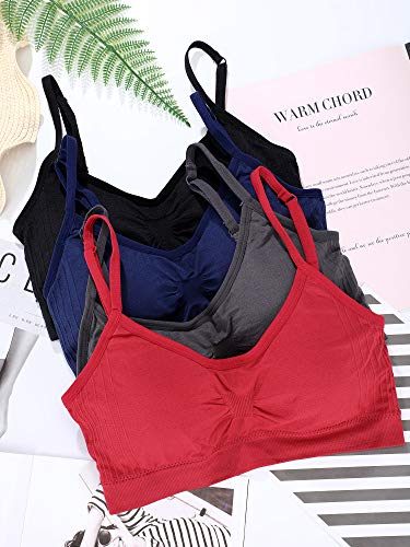 Image of SATINIOR 4 /12 Pieces Bralette Neck Cami Bra Wireless Tank Top Sports Bra for Women