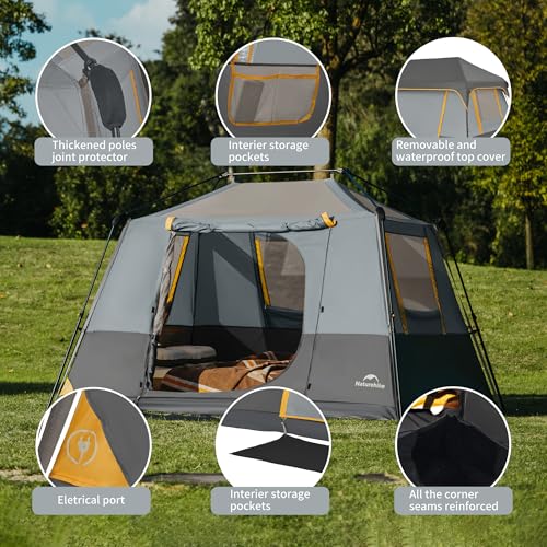 Naturehike Instant Camping Tent - Cape 4/6/8 Persons, Park Tent, Easy Set up, Waterproof UV Protection Instant Tent for Outdoor Adventures image 3
