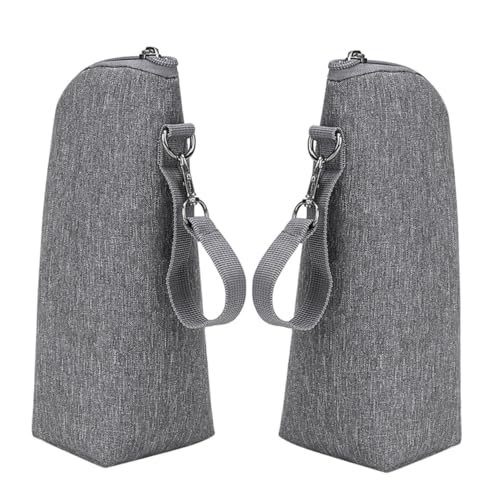 MERRYHAPY 2 Piezas Bolsa Aislante para Biberón Unidades con Cremallera Resistente Fugas y Fácil Limpieza para Recién Nacidos y Uso Diario Color Gris