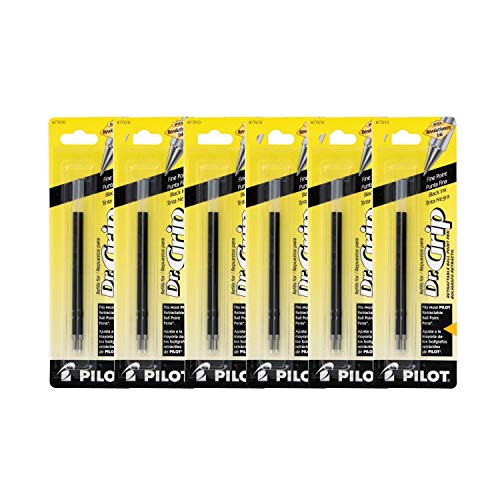 Pilot EasyTouch Dr Grip Retractable Ballpoint Pen Refills Black (6 Packs of 2 Refills each)