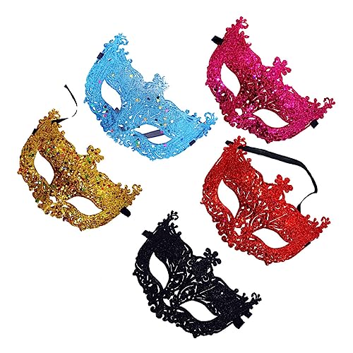 BESTYASH 5pcs Half Face Mask Carnival Masquerade Mask Set Cosplay Dance Party Supplies