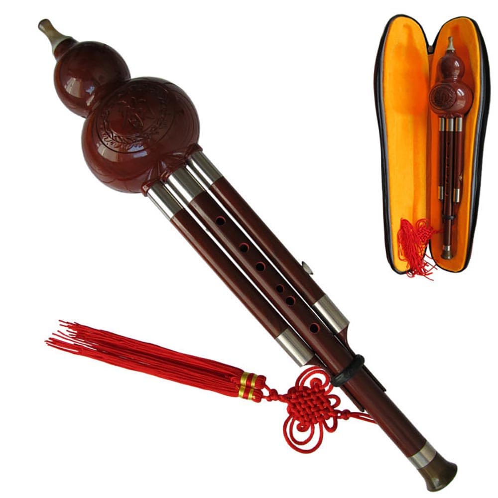 Hulusi - Flauta de calabaza y cucurbita, flauta Hulusi en clave Bb/C, instrumento de viento de madera para principiantes con caja de instrumentos de nudo chino