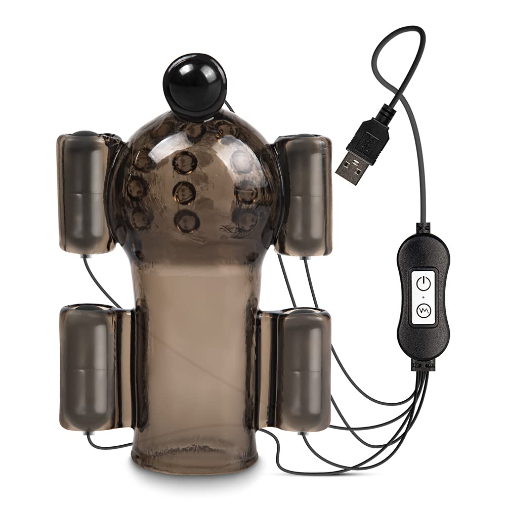 BeHorny Vibrating Multi Speed Vibrating Penis Glans Head Teaser, Male Sex Toy Masturbator, Quad Motors Black