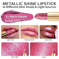 OULAC Lippenstift Metallic Glanz Finish, Rosa Farbtöne, Hochpigmentierter, Kein Körniges Gefühl, Langlebig, Feuchtigkeitsspendende Formel, Vegan, 4.3g (11) Hip & Hippie – Ansicht 4