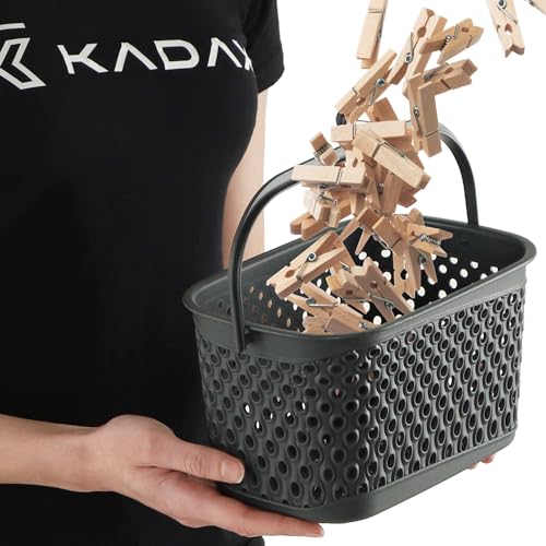 KADAX Klassischer Wäscheklammerkorb, Klammer Korb für Wäscheleine, Klammerkorb zum Aufhängen, Klammerbeutel für Wäscheklammern, Körbchen mit Haken (Grau)