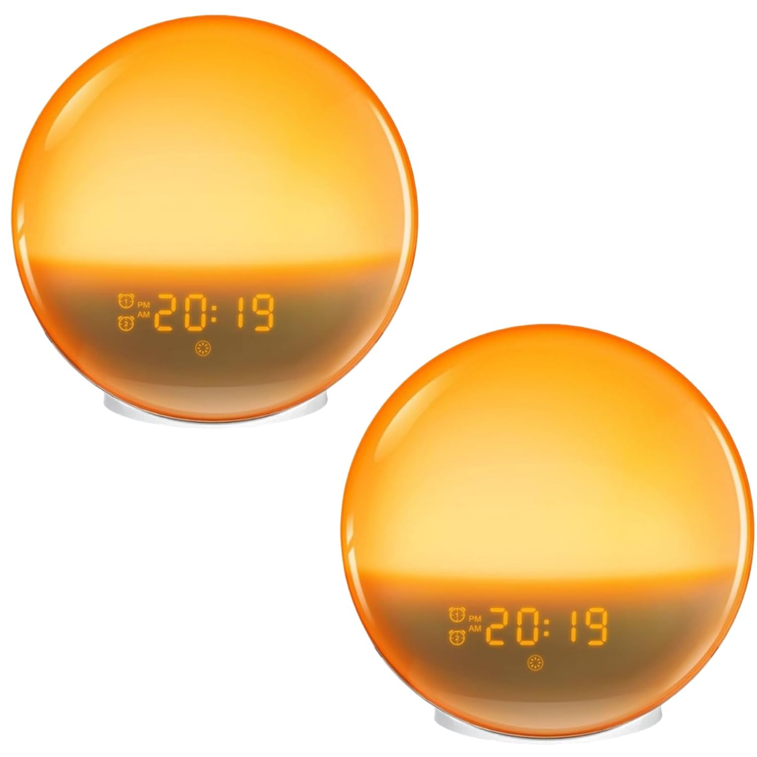 Genérico Reloj Despertador de simulación de Amanecer con Radio FM y luz Nocturna, Alarma de luz Natural para Dormitorio y hogar (2PCS)