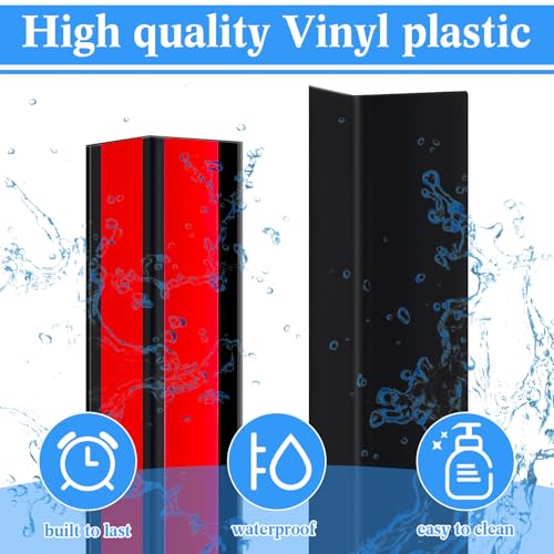 Image of Sasylvia 10 Pcs Wall Corner Protector Guards with Self Adhesive, 1-1 /2 x 48 Inches, Black Vinyl Corner Trim Molding Plastic for Wall Furniture Door Cabinet Table Edge, Avoid Scratching, Easy Install
