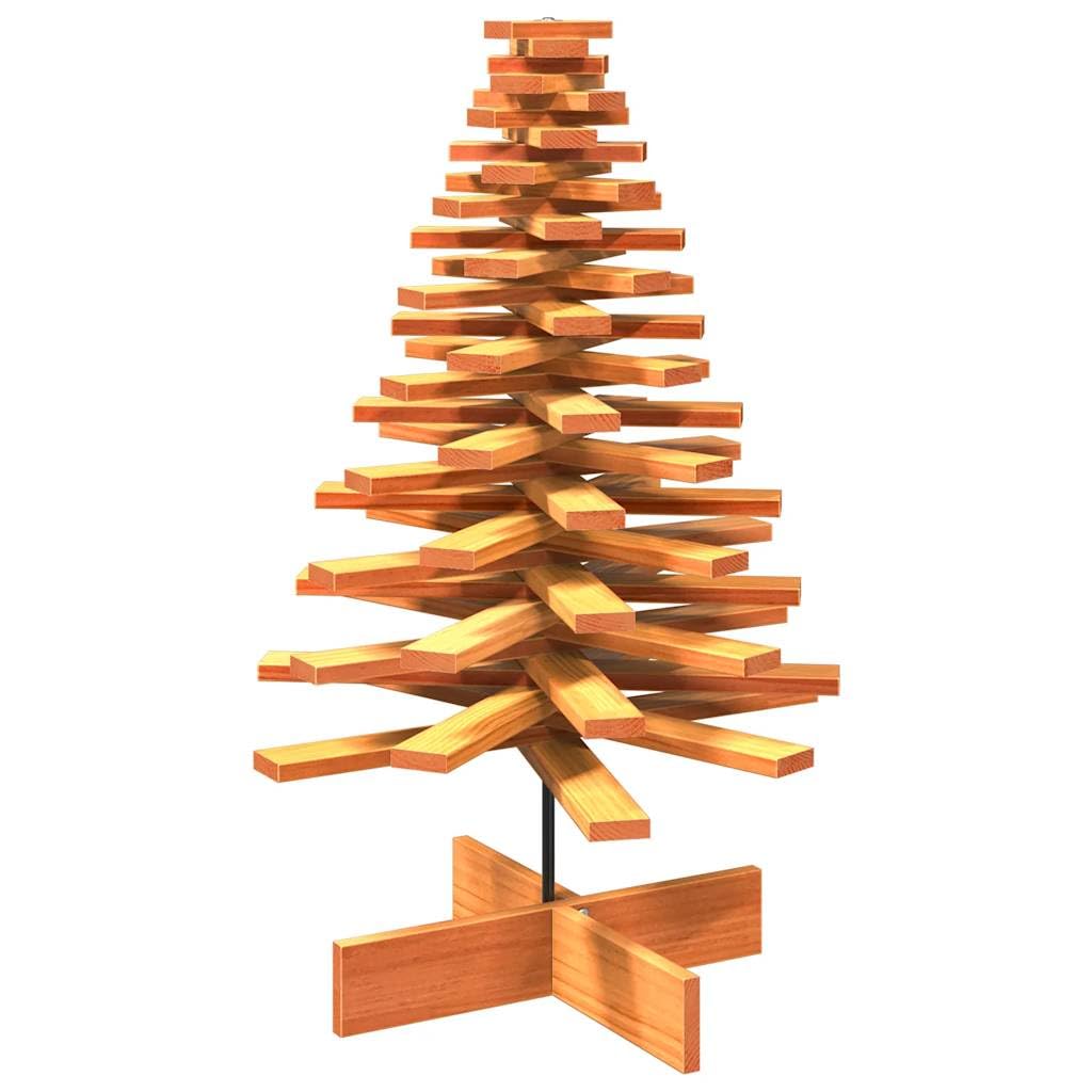 Vidaxl Brown Wooden Christmas Tree For Decoration, Assemble Christmas Tree For Diy Holiday Ornament, Xmas Tree With Stand, Wax Solid Wood Pine