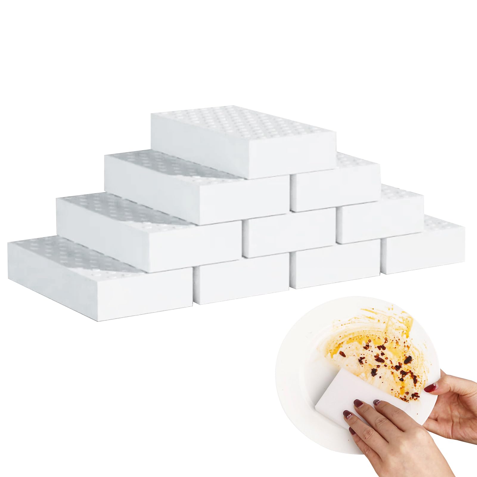 Fuletooye White 10 Pack Magic Cleaning Sponges Eraser, Cleaning Melamine Sponges Foam Cleaning Pads, Magic Eraser Sponge For All Surface, Walls, Kitchens, Bathrooms, Floor, Baseboard,Paint Eraser 10X7x3cm