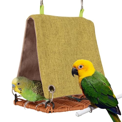 Cama para pájaros, cama de loro para jaula, columpio de ratán de imitación, casa escondida, suministros para mascotas resistentes a los arañazos, para entretenimiento, dormir, jugar