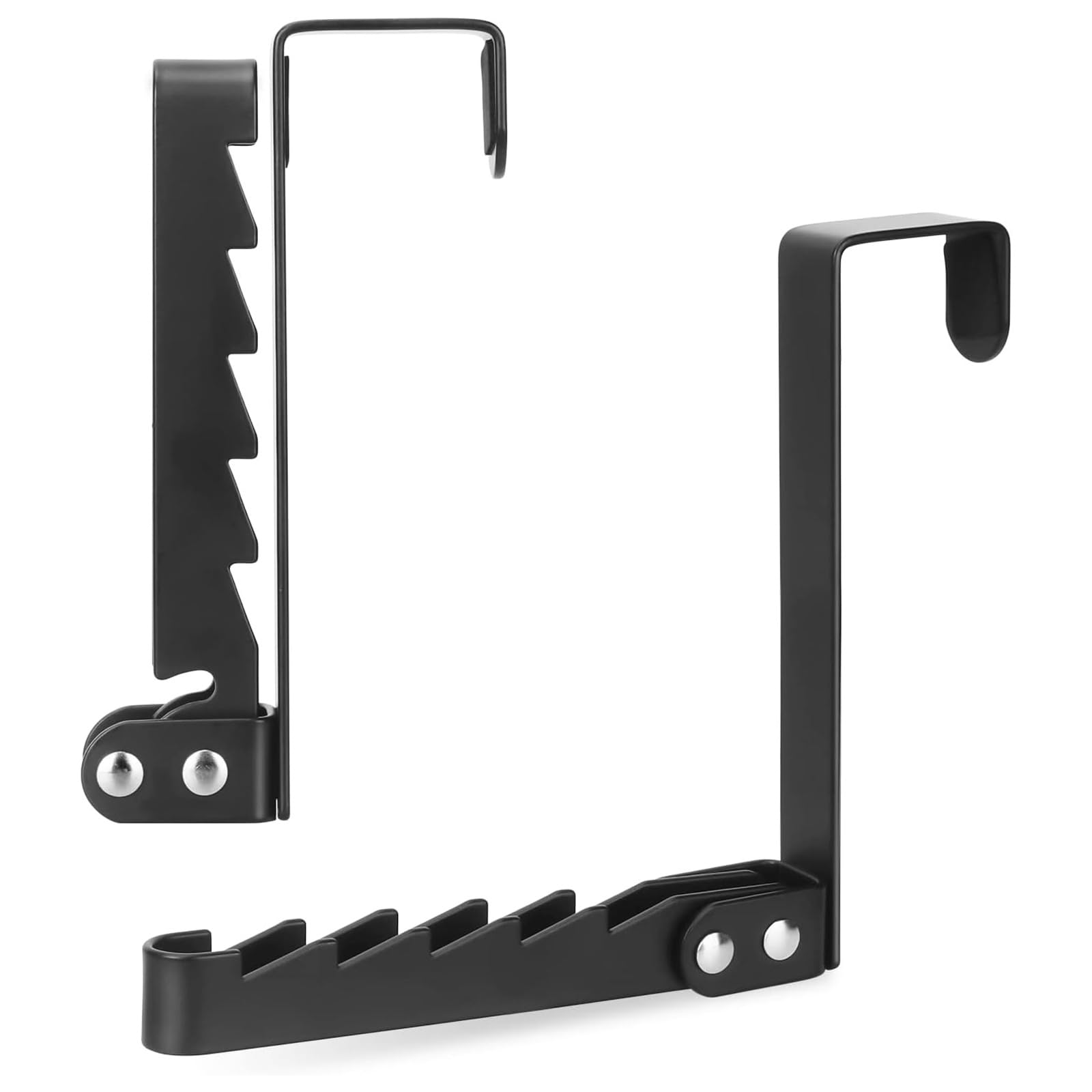 Techchii Over Door Hangers for Clothes, Foldable Door Cloth Hange Overdoor Hook Hanger with 5 Grooves Metal Drying Rack Door Hooks for Clothes, Towel, Coat, Bags (Black)