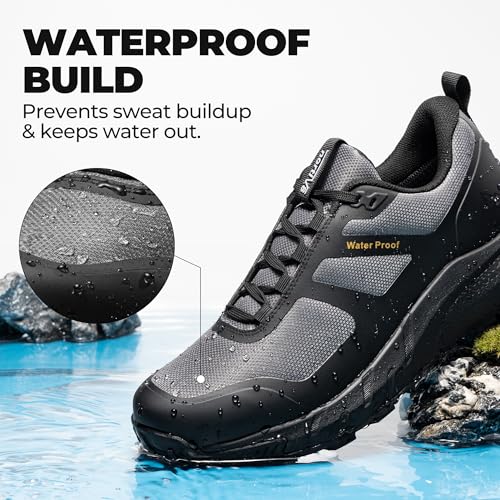 Image of NORTIV 8 Men's Waterproof Hiking Shoes | Lightweight Trekking Walking Fashion Sneakers with Arch Support for Camping Tennis Outdoor Training StreamRunner
