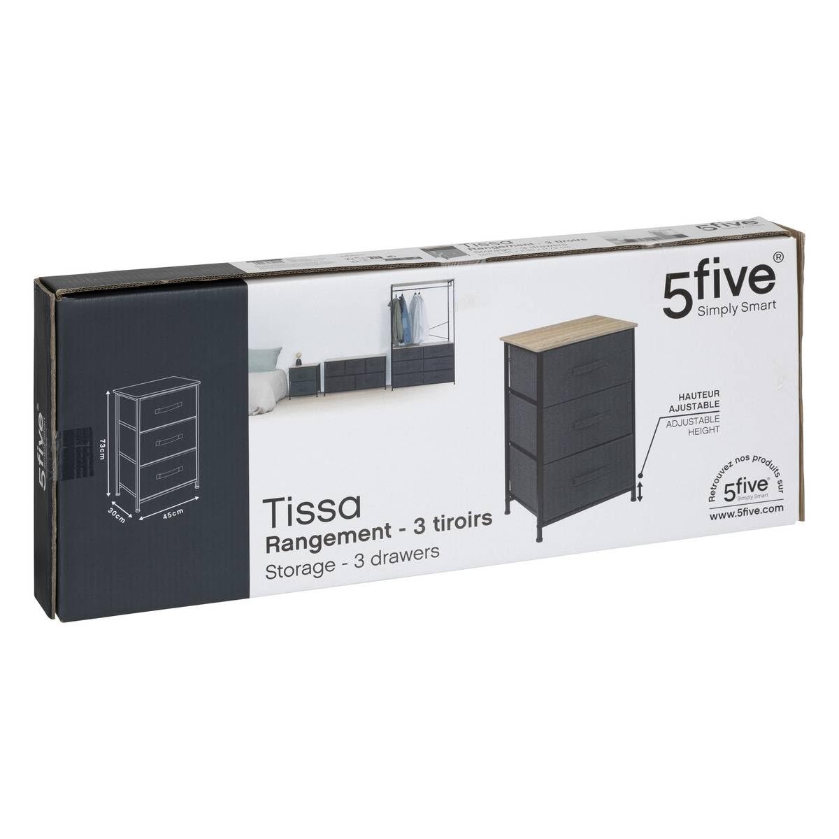 Dressing penderie 6 tiroirs tissa gris foncé 5five