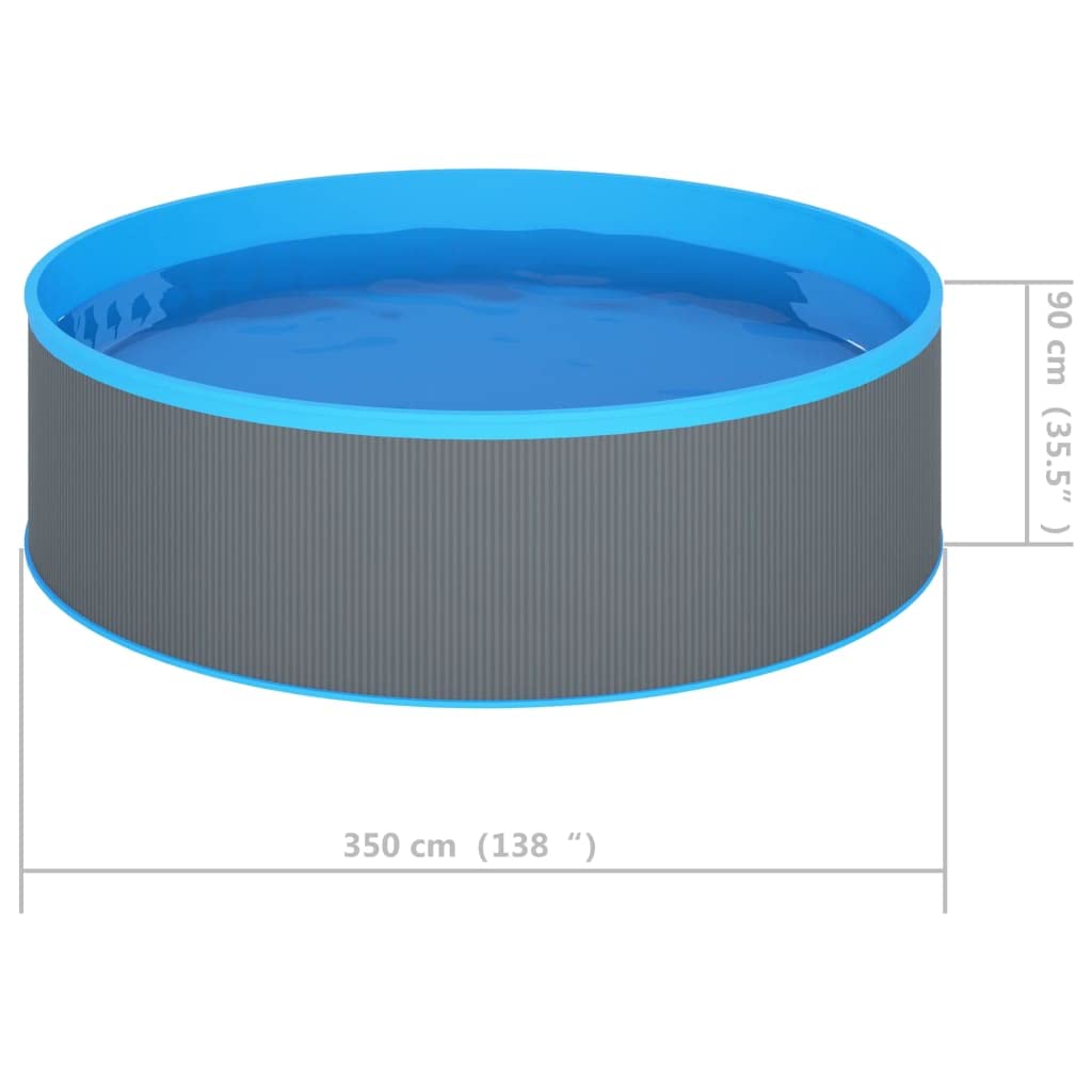 Piscina per bambini, 350 x 90 cm, grigio e blu, in acciaio e PVC, capacità 7200 l, piscina familiare, piscina da giardino, piscina con parete in acciaio, per estate, tempo libero
