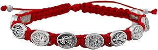 Woven Cord Bracelet | 10 Beautiful Divine Mercy Medal Beads | Adjustable | Red and White | Great Catholic Gift for First Communion, Confirmation, and Ordination | Stylish Religious Accessory