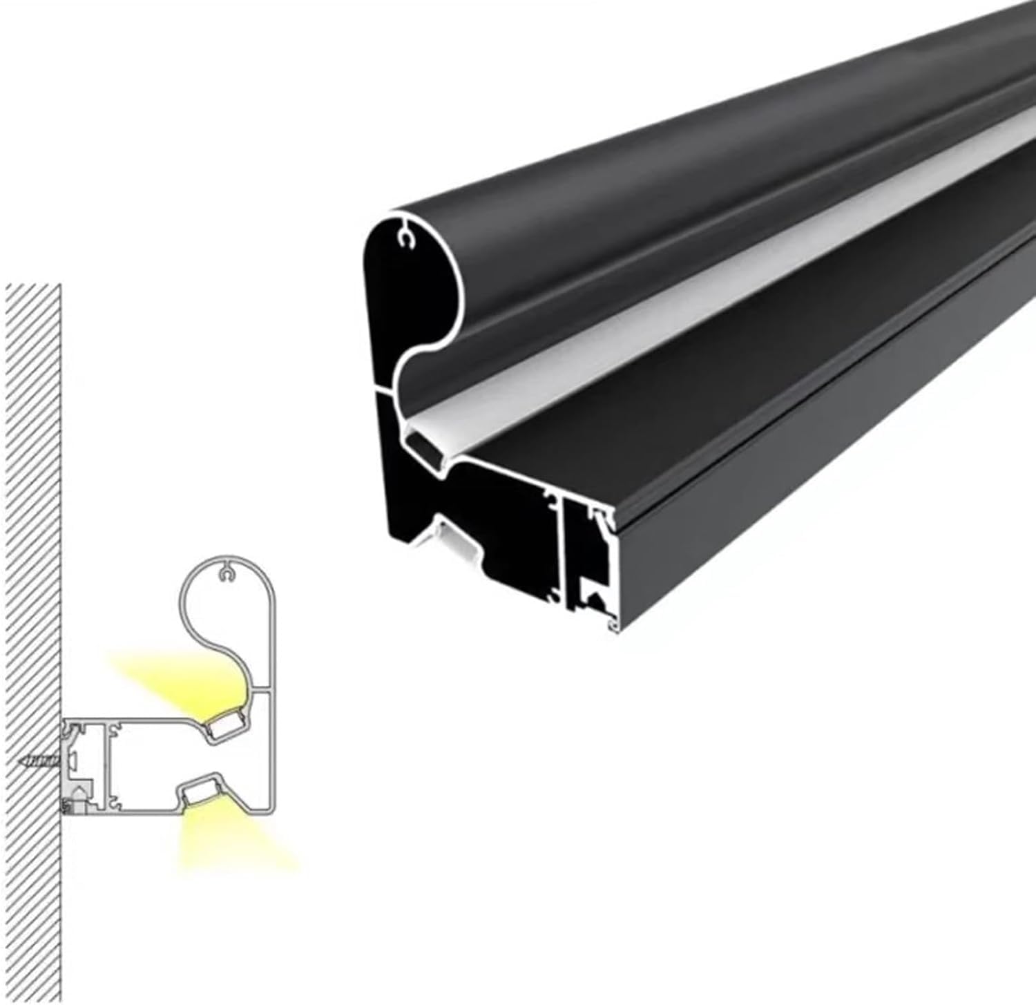 Indoor Stair Handrail Aluminum Stair Railing Kit with LED Lighting Channel, Luminescence Stair Handrail(10.5ft/320cm)