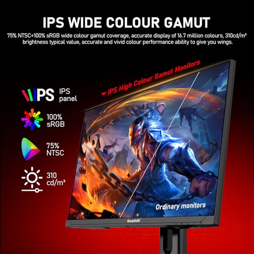 Image of Gawfolk 27 inch 2K QHD(2560x1440) PC Screen, 180Hz Gaming Monitor, 1ms Without Bezel, FreeSync,100% sRGB, 178 Wide Viewing Angle, HDMI2.0 & DisplayPort 1.4, 75 * 75MM Wall Mount Compatible- Black