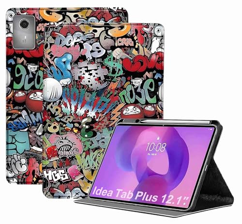 Image of ProElite Book Case Cover for Lenovo Idea Tab Plus 12.1 inch 2025,Smart flip case Book Cover for Lenovo Idea Tab Plus 12.1 inch 2025 Tablet with Pen Holder, Hippy