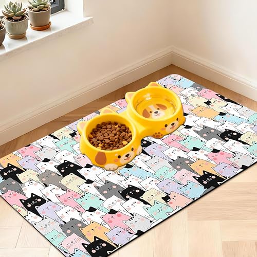 Pet Feeding Mat for Floors Waterproof Dog Mat for Food and Water Absorbent Quick Dry Non Slip mat for Cat Bowls