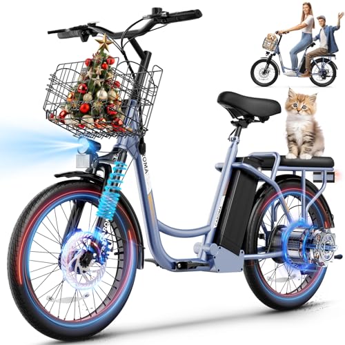 Image of Caroma Peak 1200W Electric Scooter with Seat, 20 inch Tires,30Miles&20MPH | All Terrain E Scooter with 2 Seats,Adjustable Electric Scooter for Adults with Basket,Adult Electric Bicycles Style Scooter