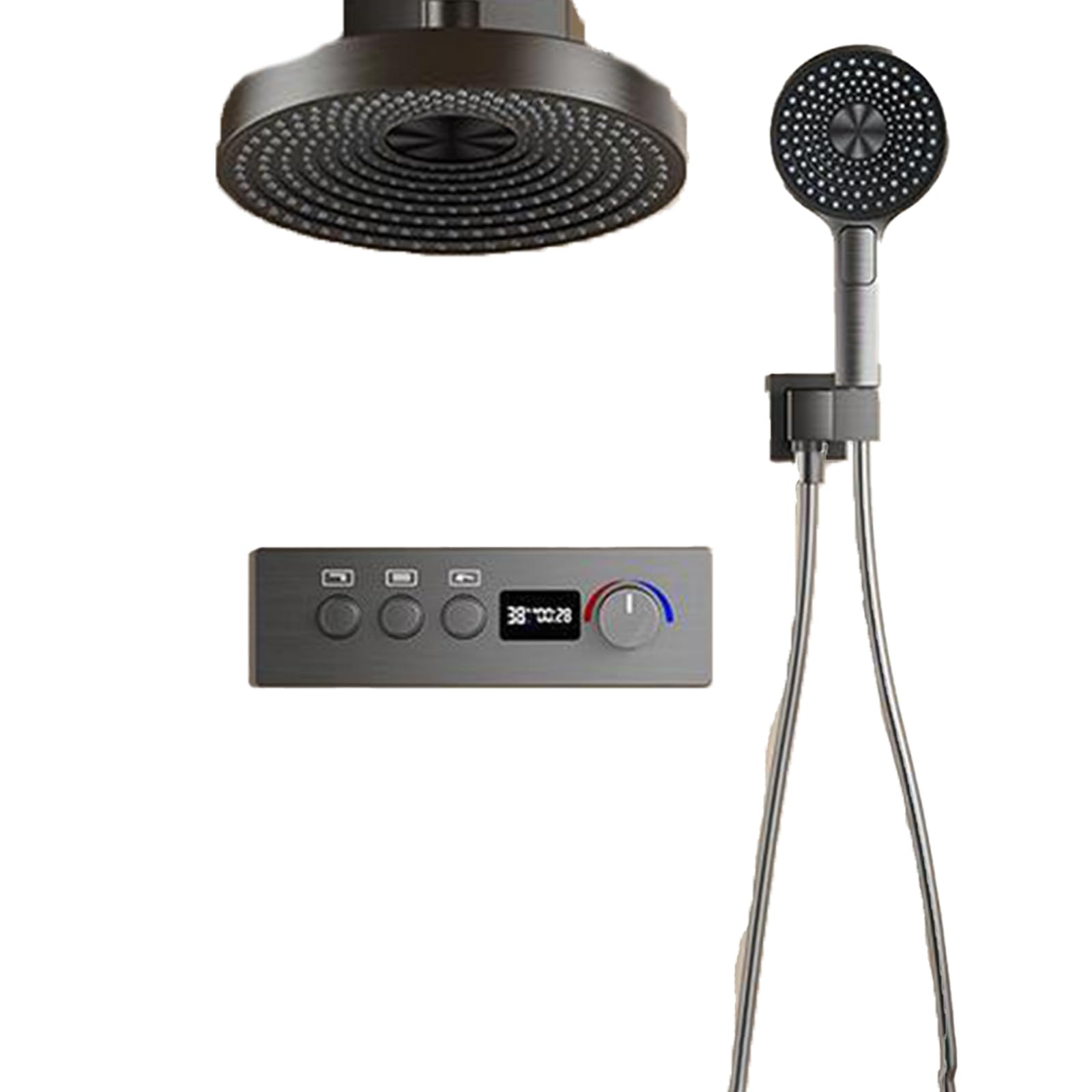 Système de douche thermostatique pour une douche familiale sécurisée avec LED