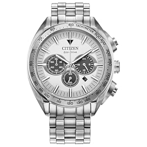 Citizen Men’s Eco-Drive Sport Luxury Carson Watch, Stainless-Steel Bracelet and Case, Chronograph