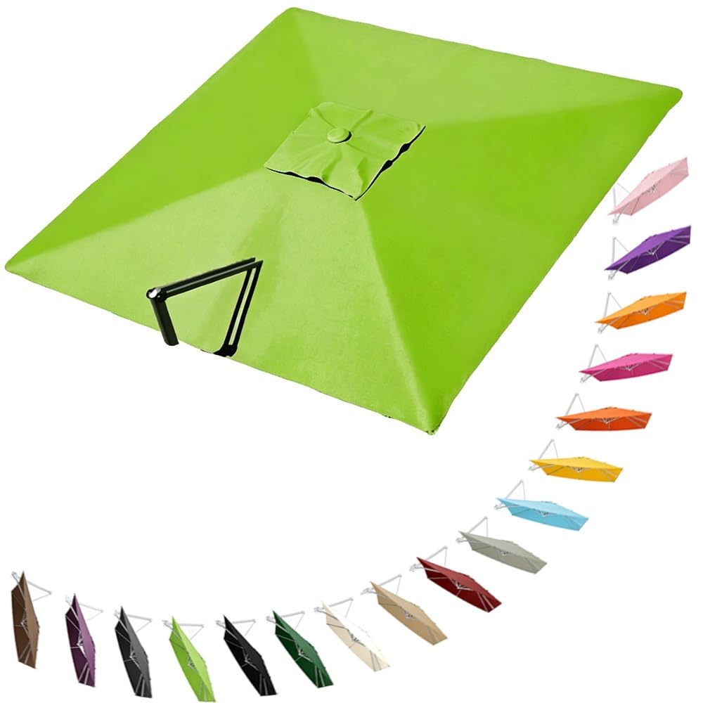 HAEKEBC Square Offset Umbrella Canopy Cantilever Patio Umbrella Replacement Canopy 8 Ribs Parasol Replacement Canvas For Yard Pool(Light green,2.5x2.5m (8.2x8.2ft))