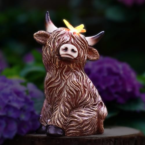 Yeomoo Highland Cow Kuh Figuren mit Schmetterling Solar Deko für Gartendeko & Wohnzimmer - Lustig Hochlandrind Wetterfeste Gartenfigur Kühe Geschenk für Frauen/Männer/Mama Garten Balkon Deko Yeomoo Highland Cow Kuh Figuren mit Schmetterling Solar Deko für Gartendeko & Wohnzimmer - Lustig Hochlandrind Wetterfeste Gartenfigur Kühe Geschenk für Frauen/Männer/Mama Garten Balkon Deko