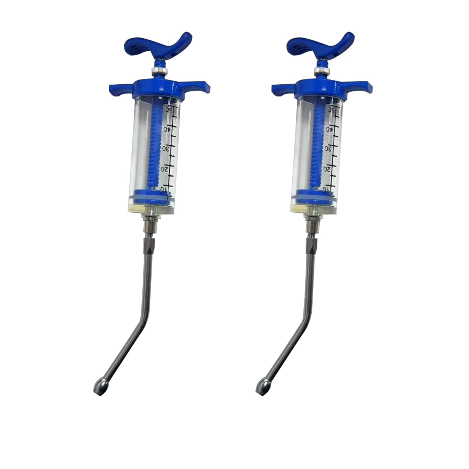 Photo 1 of 2 Set Feeding Syringe with 2 Drench Nozzle, Adjustable Dosage, Reusable Drench Gun Syringe for Small Animals Newborn Pet Livestock, Small Sheep Pig Dog Cat Bird Pig Feeding Nursing Supplies (50ML)
