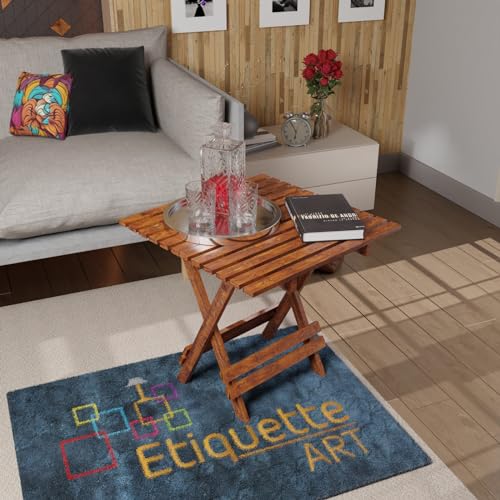 Image of ETIQUETTE ART Patio Folding Coffee Table /Tea Table,Outdoor Wooden Square Portable End Table /Picnic Table for Camping & Dining /Balcony and Garden Bistro Side Table (Walnut 20 Inch)