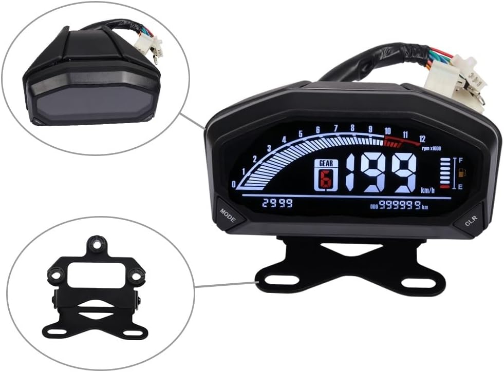 Motorcycle Odometer Gauge YG150-23 Universal Motorcycle Tachometer Digital Backlight Odometer Fuel Gauge Speed Display For 1,2,4 Cylinders