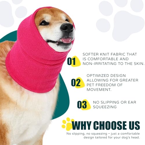 Image of Dog Calming Hoodie Quiet Head Cover Sleeves Double Layer Thickened Dog Ear Muffs Noise Protection,Dog Hematoma Ear Wrap, Dog Headband for Anxiety Relief for Bath, Thunderstorms
